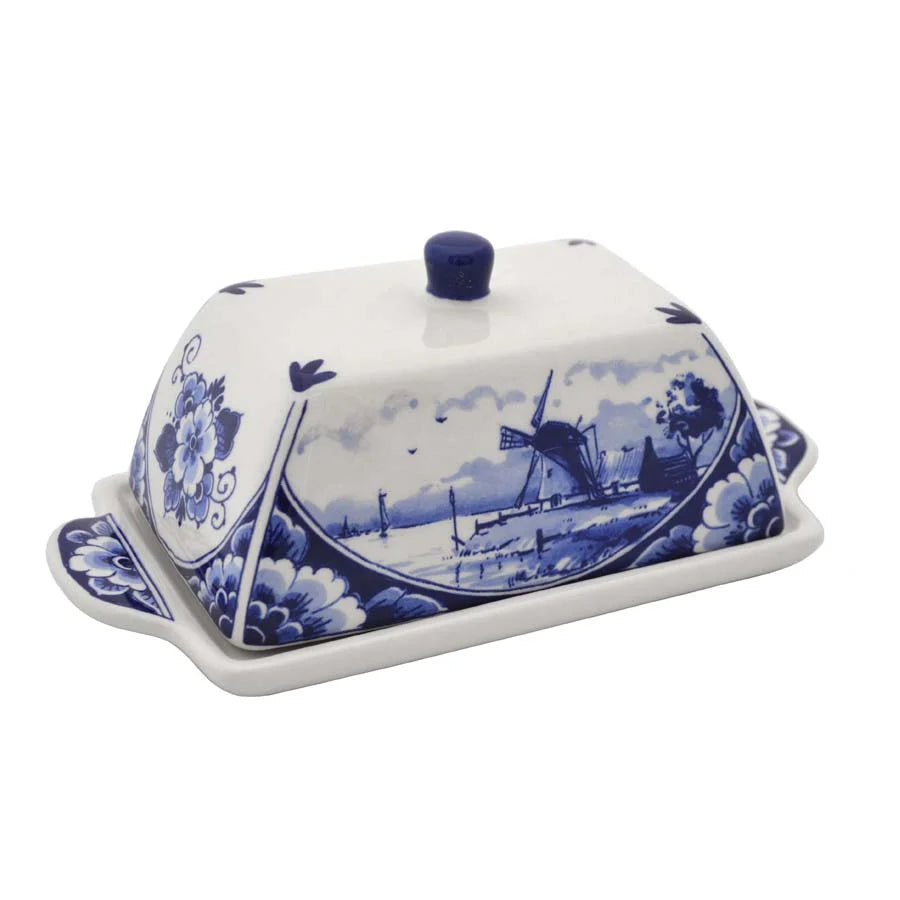 Heinen Delft Blue Butter Tray Windmill Scene